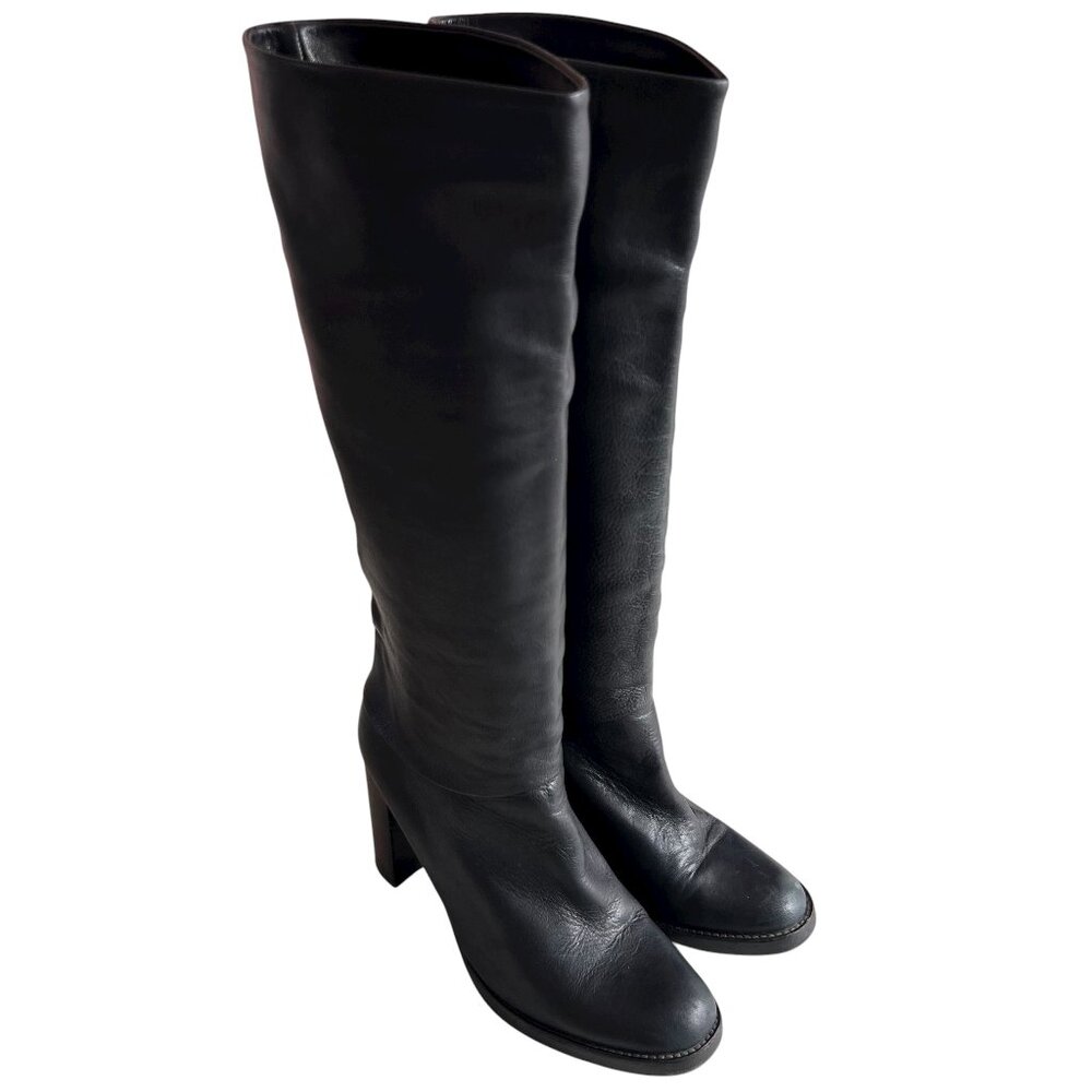 Barneys New York Co Op knee high boots black leather block heel 39